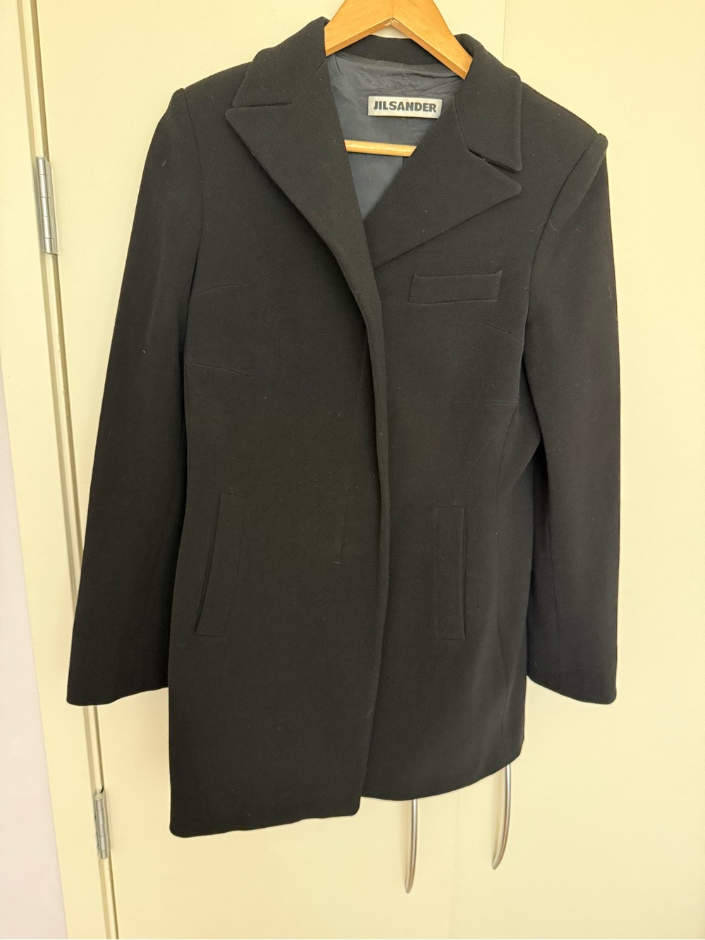 Jil Sander Black Tailored Wool 3/4 Blazer Coat Size IT40 EUC